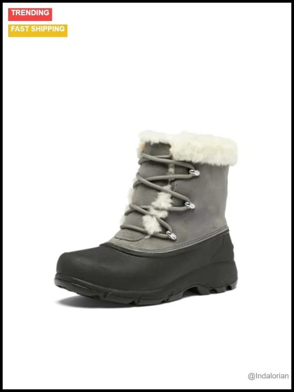 Waterproof Suede Snow Boots with Faux Fur Cuff, 200g Insulation, Lace-Up